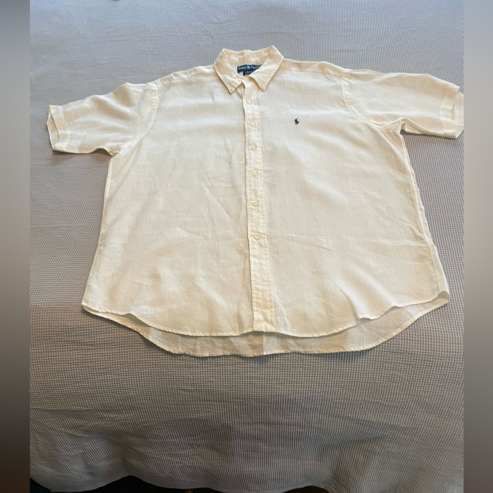 Ralph Lauren Blake short sleeve 100% linen button up, sz L